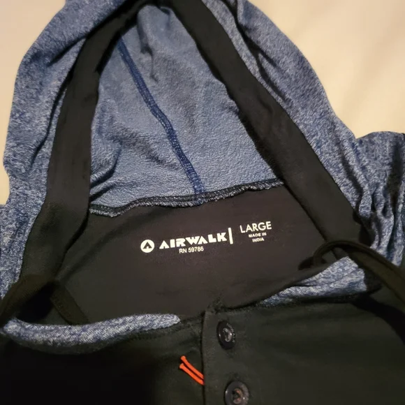 Airwalk Color Block Hooded Shirt [L] Blue - Picture 3 of 5